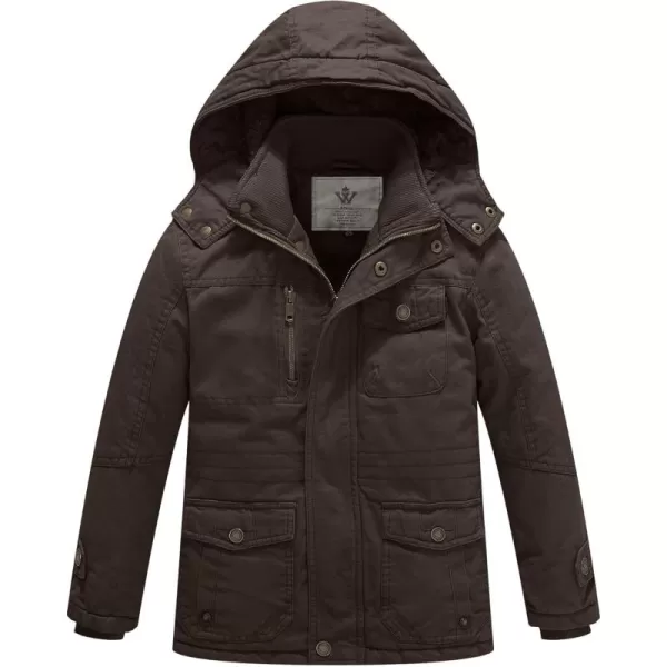 WenVen Boy ampamp Girls Winter Warm Thicken Cotton Jacket Snow Coat with HoodBrown