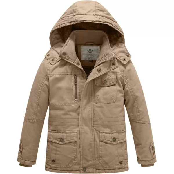 WenVen Boy ampamp Girls Winter Warm Thicken Cotton Jacket Snow Coat with HoodKhaki