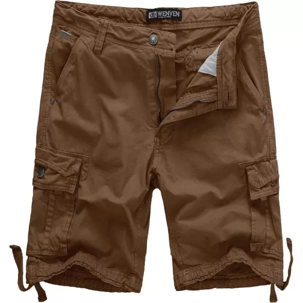 WenVen Mens Cotton Twill Cargo Shorts Classic Relaxed Fit Reg and Big ampamp Tall SizesCoffee