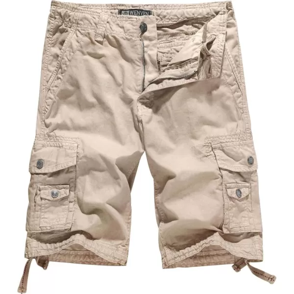 WenVen Mens Cotton Twill Cargo Shorts Classic Relaxed Fit Reg and Big ampamp Tall SizesKhaki