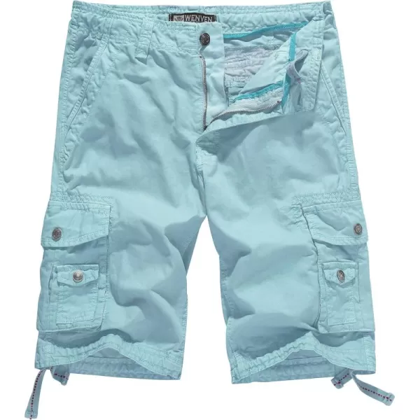 WenVen Mens Cotton Twill Cargo Shorts Classic Relaxed Fit Reg and Big ampamp Tall SizesSkyblue