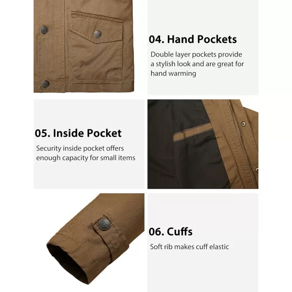 imageWenVen Boys Lightweight Spring Cotton Canvas Military Jacket with Hood