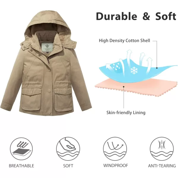 imageWenVen Girls Spring Lightweight Canvas Outerwear Jacket with Removable Hood