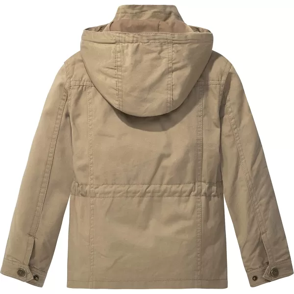 imageWenVen Girls Spring Lightweight Canvas Outerwear Jacket with Removable Hood