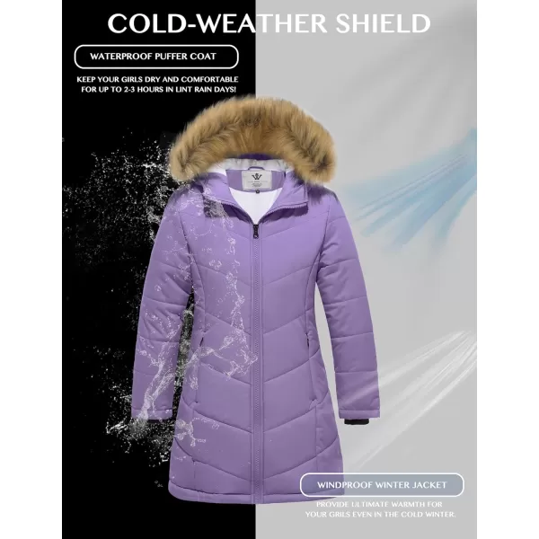 imageWenVen Girls Winter Warm Fleece Lined Hooded Jacket Water Resistant Puffer Coat