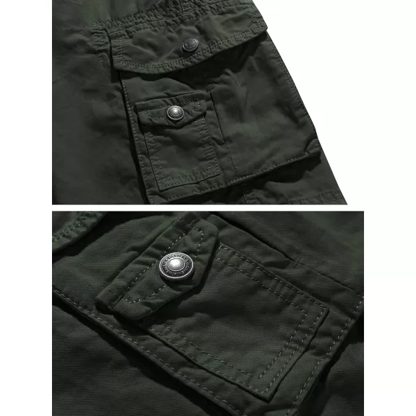 imageWenVen Mens Cotton Twill Cargo Shorts Outdoor Wear Lightweight Army Green 34