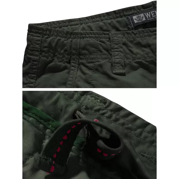 imageWenVen Mens Cotton Twill Cargo Shorts Outdoor Wear Lightweight Army Green 34