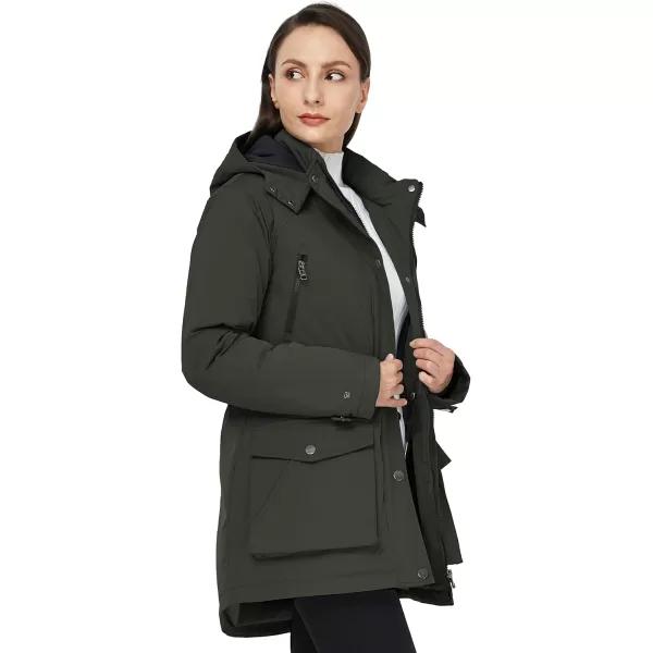 imageWenVen Womens Waterproof Winter Coats Warm Thicken Puffer Jackets with Detachable HoodArmy Green