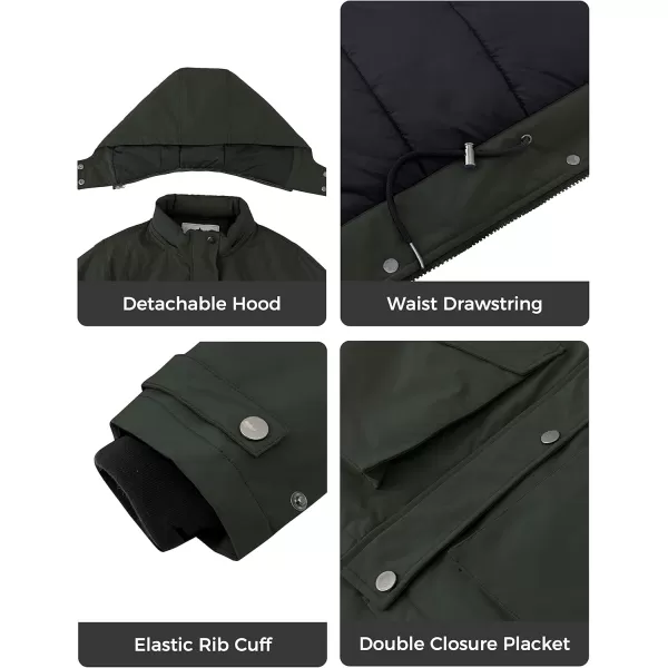 imageWenVen Womens Waterproof Winter Coats Warm Thicken Puffer Jackets with Detachable HoodArmy Green