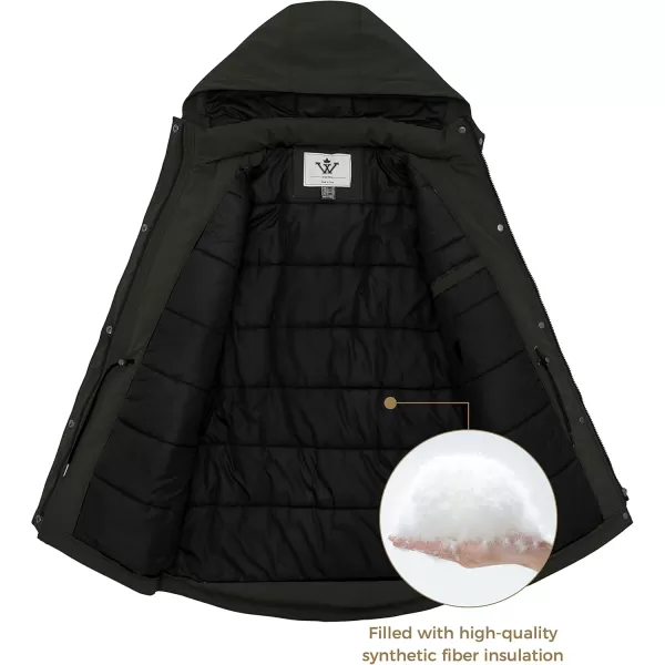 imageWenVen Womens Waterproof Winter Coats Warm Thicken Puffer Jackets with Detachable HoodArmy Green