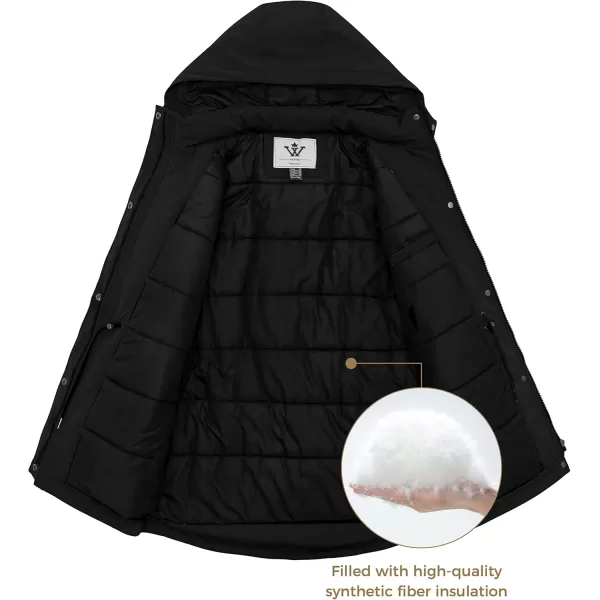 imageWenVen Womens Waterproof Winter Coats Warm Thicken Puffer Jackets with Detachable HoodBlack