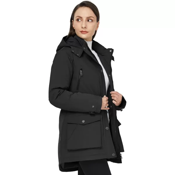 imageWenVen Womens Waterproof Winter Coats Warm Thicken Puffer Jackets with Detachable HoodBlack