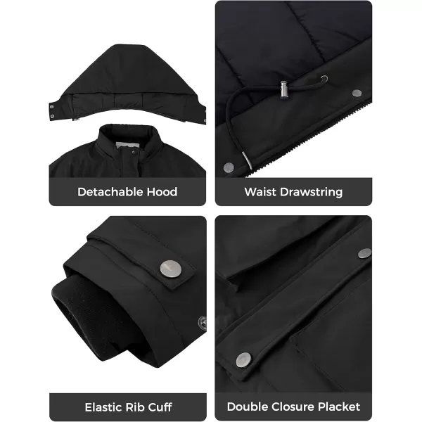 imageWenVen Womens Waterproof Winter Coats Warm Thicken Puffer Jackets with Detachable HoodBlack