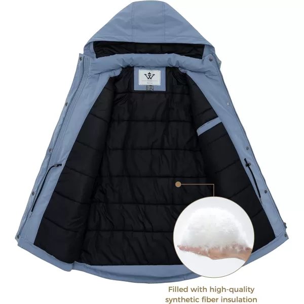 imageWenVen Womens Waterproof Winter Coats Warm Thicken Puffer Jackets with Detachable HoodBlue