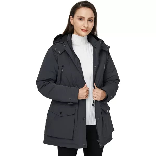imageWenVen Womens Waterproof Winter Coats Warm Thicken Puffer Jackets with Detachable HoodGrey