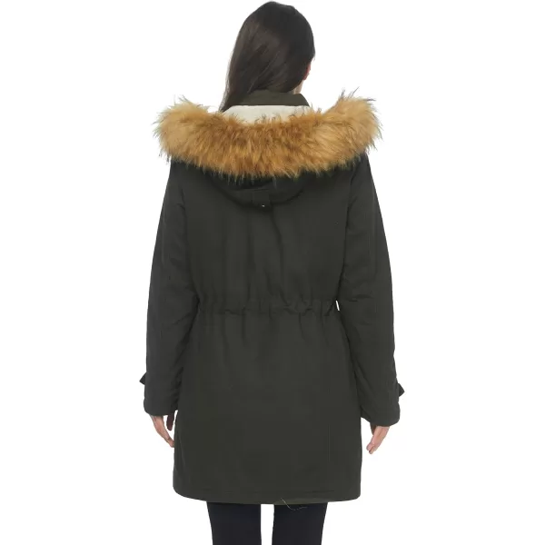 imageWenVen Womens Winter Warm Military Parka Jacket with Detachable Faux fur HoodArmy Green