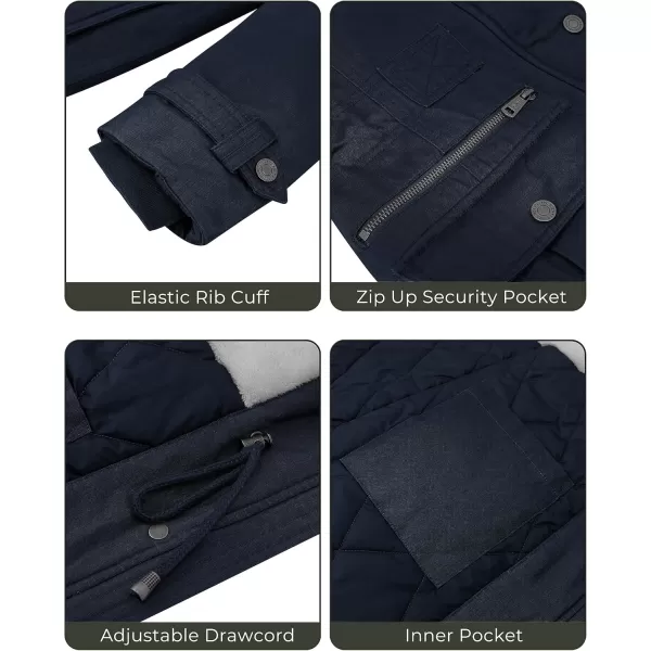 imageWenVen Womens Winter Warm Military Parka Jacket with Detachable Faux fur HoodNavy