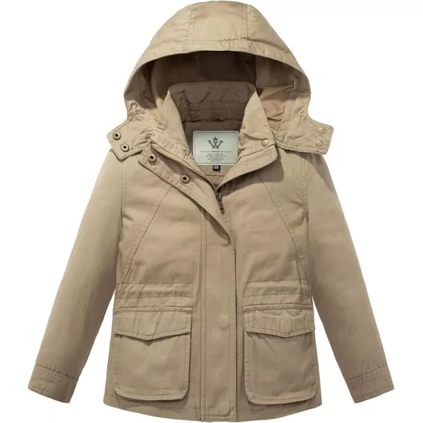 imageWenVen Girls Spring Lightweight Canvas Outerwear Jacket with Removable Hood
