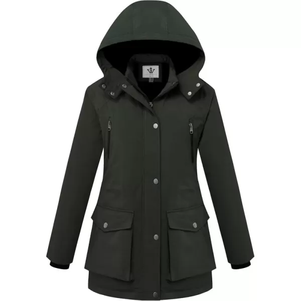 imageWenVen Womens Waterproof Winter Coats Warm Thicken Puffer Jackets with Detachable HoodArmy Green