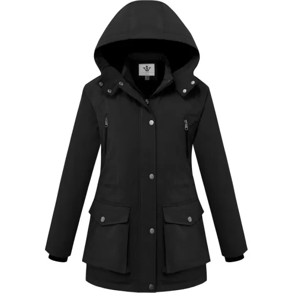 imageWenVen Womens Waterproof Winter Coats Warm Thicken Puffer Jackets with Detachable HoodBlack
