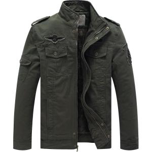 imageWenVen Mens Winter Puffer Coat Cotton Windbreaker Parka Fleece JacketArmy Green