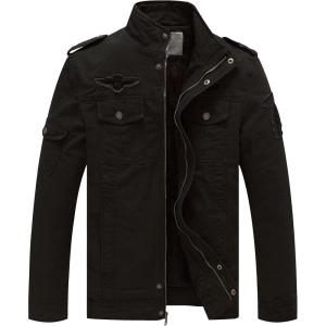 imageWenVen Mens Winter Puffer Coat Cotton Windbreaker Parka Fleece JacketBlack