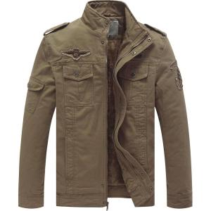 imageWenVen Mens Winter Puffer Coat Cotton Windbreaker Parka Fleece JacketCamel