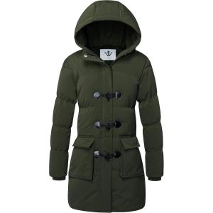 imageWenVen Womens Winter Hooded Long Coat Waterproof Warm Thick Puffer JacketArmy Green