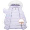 imageWenVen Womens Winter Thicken Puffer Coat Warm Jacket with Faux Fur Removable HoodLight Purple