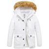 imageWenVen Mens Winter Coat Warm Parka Jacket with Faux Fur Removable HoodWhite