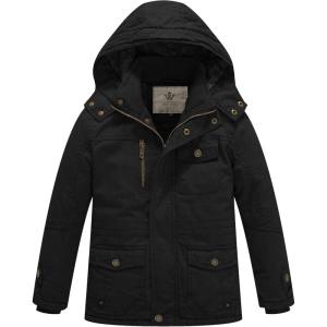 imageWenVen Boy ampamp Girls Winter Warm Thicken Cotton Jacket Snow Coat with HoodBlack