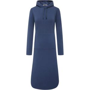 imageWenVen Womens Long Hoodie Dress Thicken Fleece Lined Pullover SweatshirtBlue