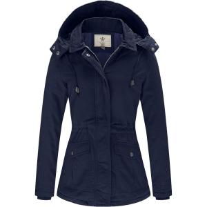 imageWenVen Womens Winter Thicken Cotton Coat Warm Parka Jacket with Removable HoodBlue
