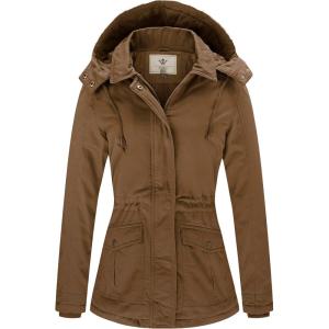 imageWenVen Womens Winter Thicken Cotton Coat Warm Parka Jacket with Removable HoodCoffee