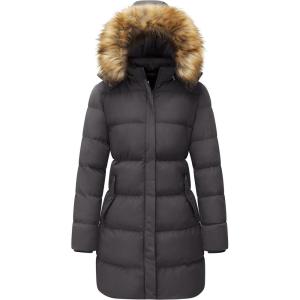 imageWenVen Womens Winter Thicken Puffer Coat Warm Jacket with Faux Fur Removable HoodCharcoal