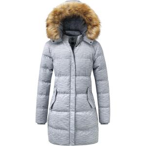 imageWenVen Womens Winter Thicken Puffer Coat Warm Jacket with Faux Fur Removable HoodCharcoal Heather