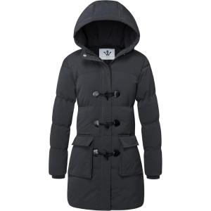 imageWenVen Womens Winter Hooded Long Coat Waterproof Warm Thick Puffer JacketDark Grey