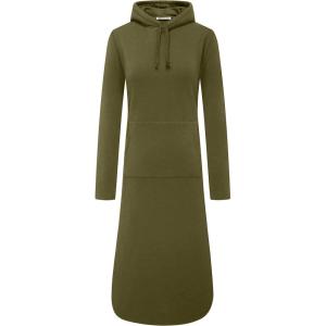 imageWenVen Womens Long Hoodie Dress Thicken Fleece Lined Pullover SweatshirtGreen