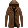 imageWenVen Mens Winter Thicken Cotton Parka Jacket Warm Coat with Removable HoodCoffee