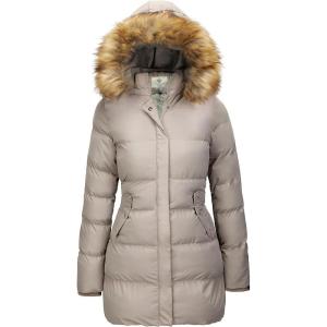 imageWenVen Womens Winter Thicken Puffer Coat Warm Jacket with Faux Fur Removable HoodKhaki
