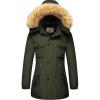 imageWenVen Womens Winter Waterproof Warm Parka Jacket with Detachable Fur HoodArmy Green