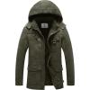 imageWenVen Mens Winter Jacket Sherpa Lining Wool Trench Coat Casual Warm Parka Coat With Detachable HoodArmy Green