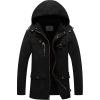 imageWenVen Mens Winter Jacket Sherpa Lining Wool Trench Coat Casual Warm Parka Coat With Detachable HoodBlack
