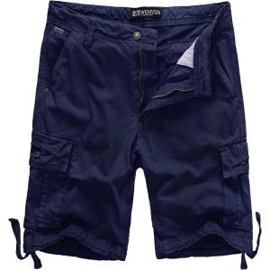 image:imageWenVen Mens Cotton Twill Cargo Shorts Classic Relaxed Fit Reg and Big amp Tall Sizes2021 Blue