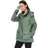 image:imageWenVen Womens Casual Cotton Military Jacket Lightweight Hooded Anorak CoatGreen
