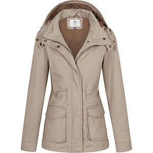 image:imageWenVen Womens Casual Cotton Military Jacket Lightweight Hooded Anorak CoatKhaki