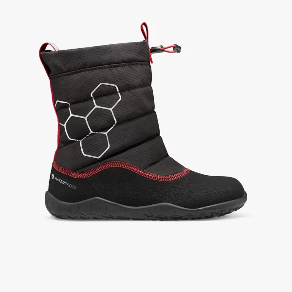 Vivobarefoot Lumi FG Junior Barefoot Shoe Flexible and Water Resistant Winter Boot with Firm Ground Grip SoleObsidian