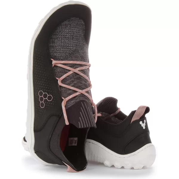 Vivobarefoot Tracker Decon Low FG2 Womens Hiking Boot With Barefoot Firm Ground Sole and Thermal ProtectionObsidian Misty Rose