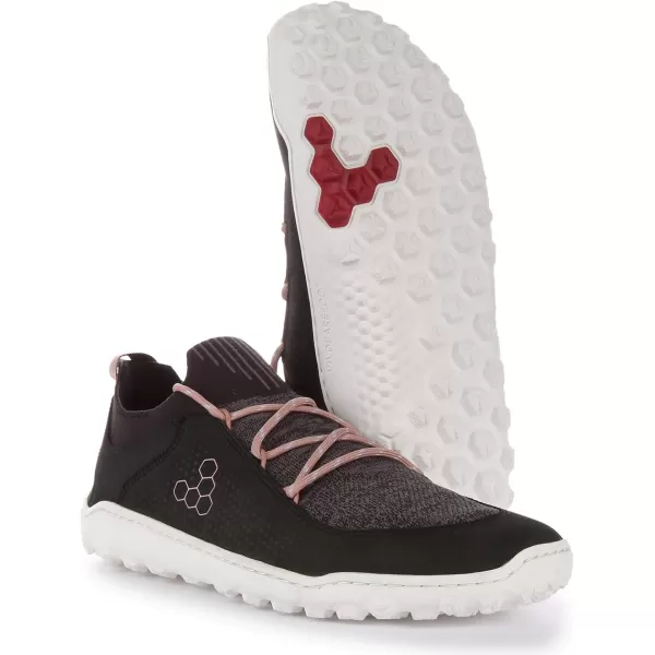 Vivobarefoot Tracker Decon Low FG2 Womens Hiking Boot With Barefoot Firm Ground Sole and Thermal ProtectionObsidian Misty Rose