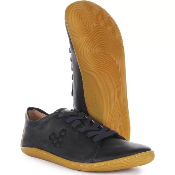 Vivobarefoot Addis Mens Classic Leather laceup with a Barefoot Feel  a Social ConscienceMidnight